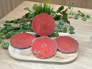 Set Agaat coasters 4 st. Salmon Gold