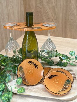 Set Agaat coasters 4 st. + holder Orange feather