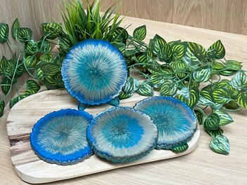 Set Agaat coasters 4 st. Abstract Blue