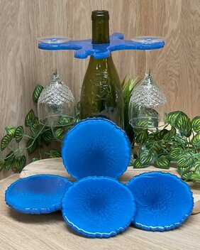 Set Agaat coasters 4 st. + holder classy blue