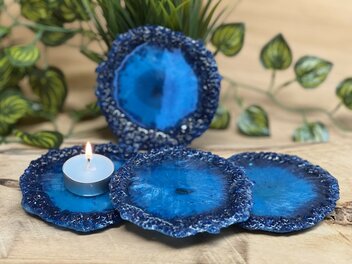 Theelichthouder chunky dark blue Ocean