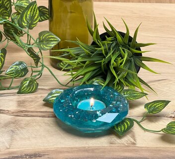 Theelichthouder light blue sparkle