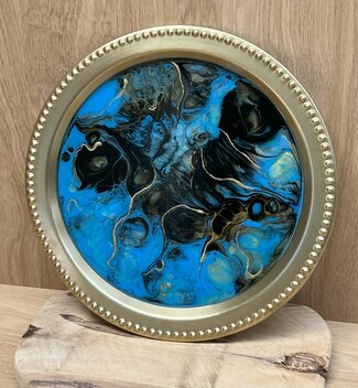 Decoratieve goudkleurige schaal Abstract Blue &amp; Gold