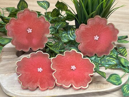 Set Flower coasters Peachy Gold 4st.