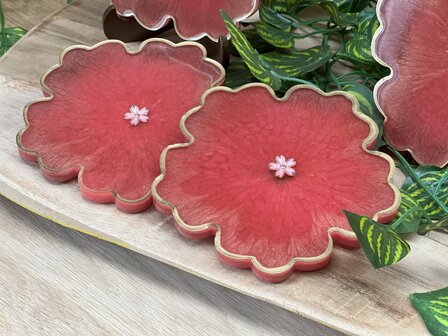 Set Flower coasters Peachy Gold 4st.