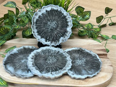 Set Agaat coasters 4 st. Black &amp; White