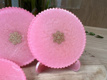 Set Round Ribble coasters 4st. + holder Sweet Pinky &amp; Gold