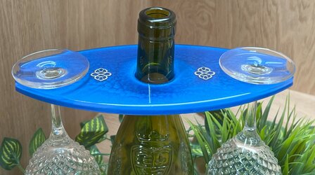 Set Round coasters 4 st. + holder blue Silver