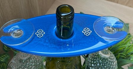 Set Round coasters 4 st. + holder blue Silver