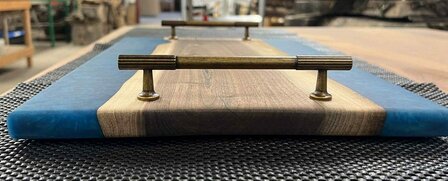 Dienbord Black Walnut Blue Crackle