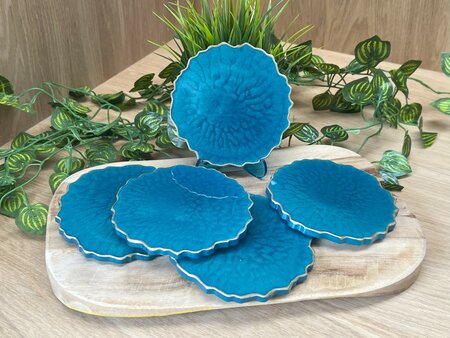 Set Agaat coasters Blue-green 5st.