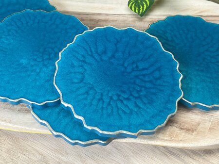 Set Agaat coasters Blue-green 5st.