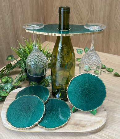 Set Agaat coasters 4 st. + holder classy green