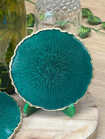 Set Agaat coasters 4 st. + holder classy green