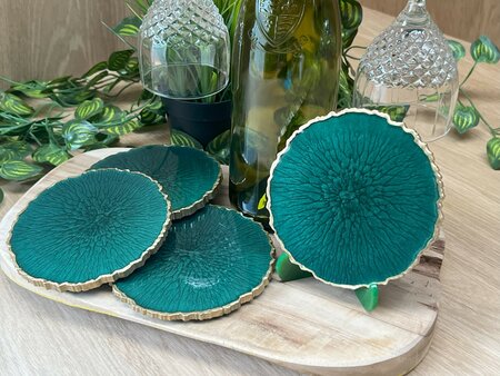 Set Agaat coasters 4 st. + holder classy green