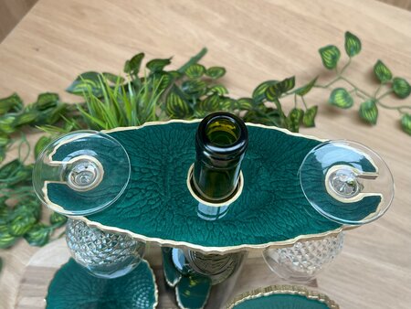 Set Agaat coasters 4 st. + holder classy green