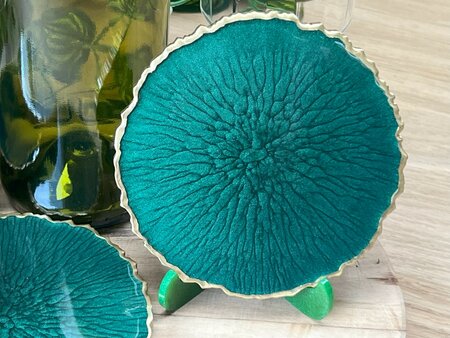 Set Agaat coasters 4 st. + holder classy green