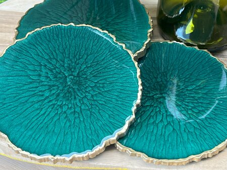 Set Agaat coasters 4 st. + holder classy green