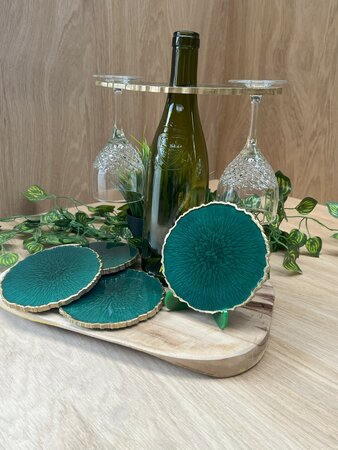 Set Agaat coasters 4 st. + holder classy green