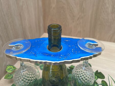 Set Agaat coasters 4 st. + holder blue sparkle