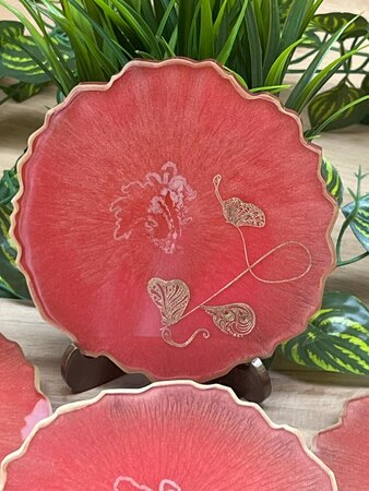 Set Agaat coasters 4 st. Salmon Gold