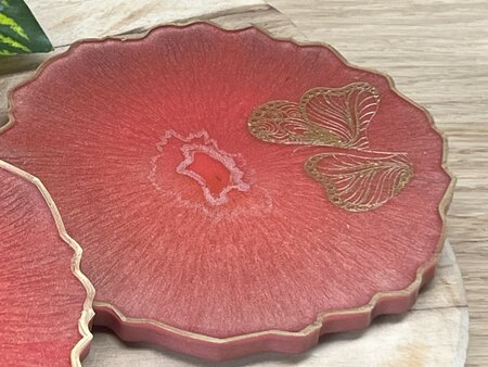 Set Agaat coasters 4 st. Salmon Gold