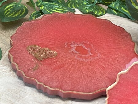 Set Agaat coasters 4 st. Salmon Gold