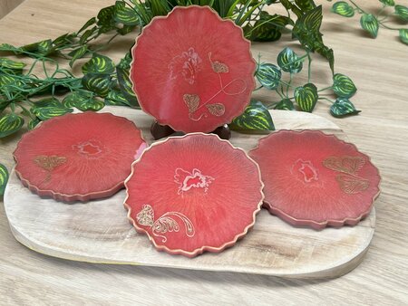 Set Agaat coasters 4 st. Salmon Gold