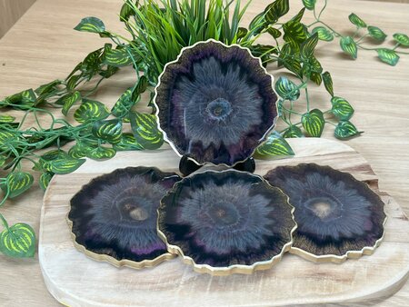 Set Agaat coasters 4 st. Stunning purple gold
