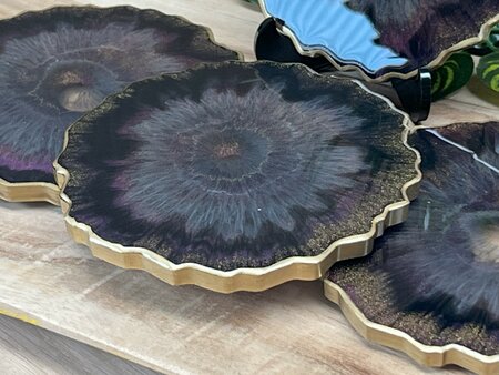 Set Agaat coasters 4 st. Stunning purple gold