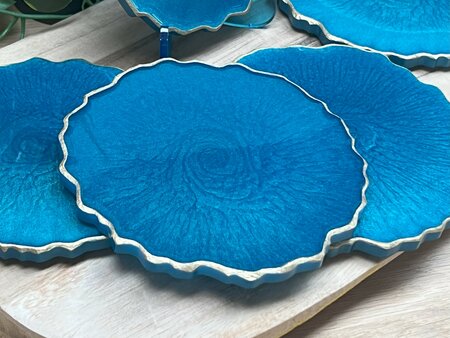 Set Agaat coasters Blue-green Swirl 5st.