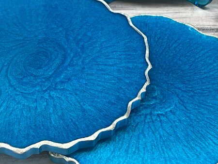 Set Agaat coasters Blue-green Swirl 5st.