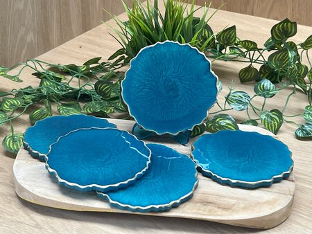 Set Agaat coasters Blue-green Swirl 5st.