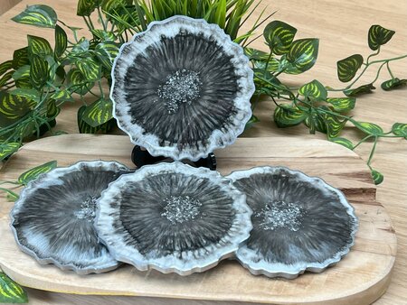 Set Agaat coasters 4 st. Black & White