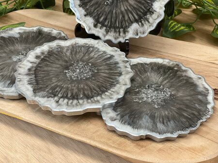 Set Agaat coasters 4 st. Black & White