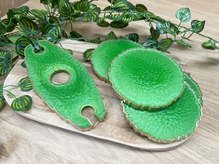 Set Agaat coasters 4 st. + holder Reptile