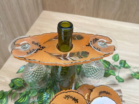 Set Agaat coasters 4 st. + holder Orange feather