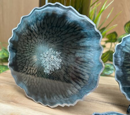 Set Agaat coasters 4 st. Black & blue