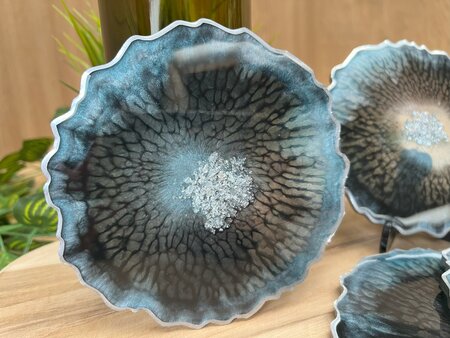 Set Agaat coasters 4 st. Black & blue