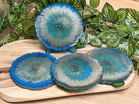 Set Agaat coasters 4 st. Abstract Blue