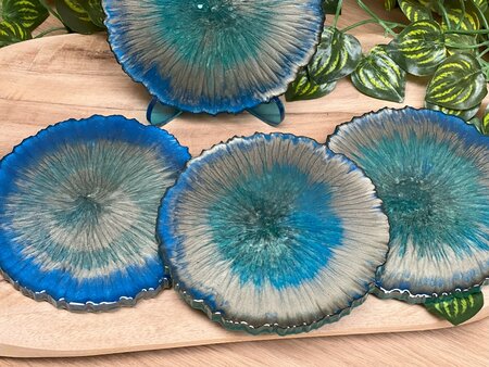 Set Agaat coasters 4 st. Abstract Blue