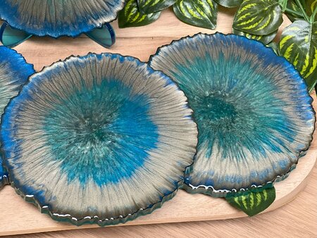 Set Agaat coasters 4 st. Abstract Blue