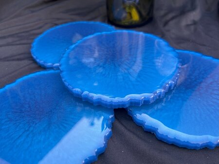 Set Agaat coasters 4 st. + holder classy blue