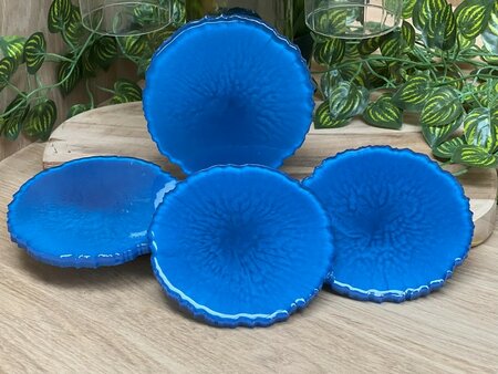 Set Agaat coasters 4 st. + holder classy blue