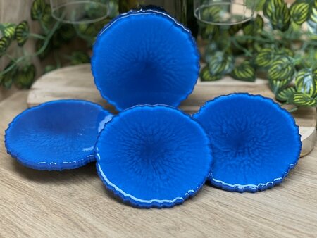 Set Agaat coasters 4 st. + holder classy blue
