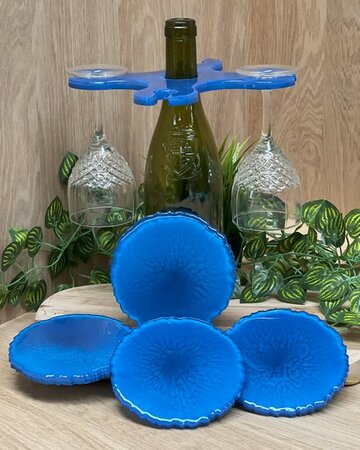 Set Agaat coasters 4 st. + holder classy blue