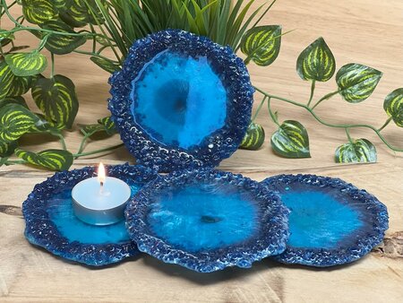 Theelichthouder chunky dark blue Ocean