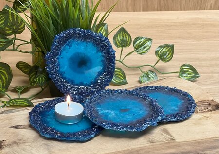 Theelichthouder chunky dark blue Ocean