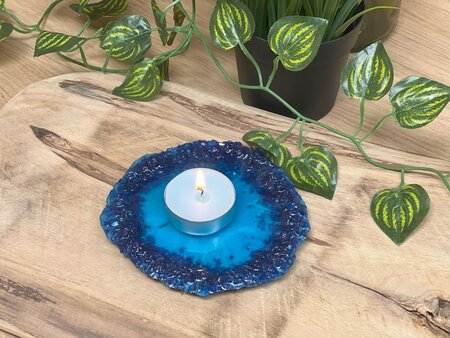 Theelichthouder chunky dark blue Ocean