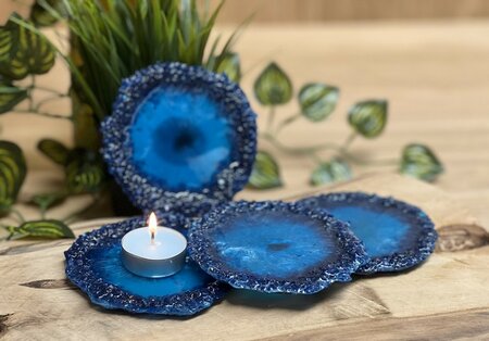 Theelichthouder chunky dark blue Ocean